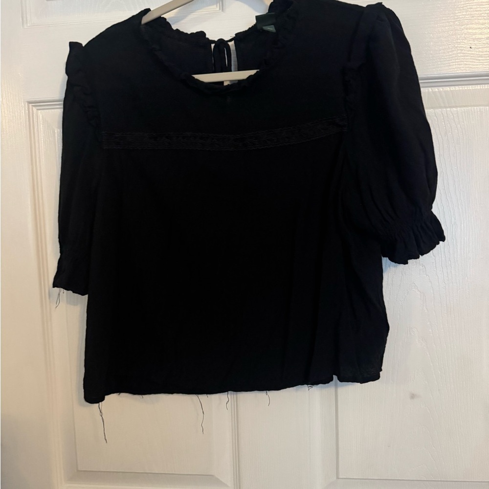 Wild Fable Women's Black Ruffle Blouse Size Large